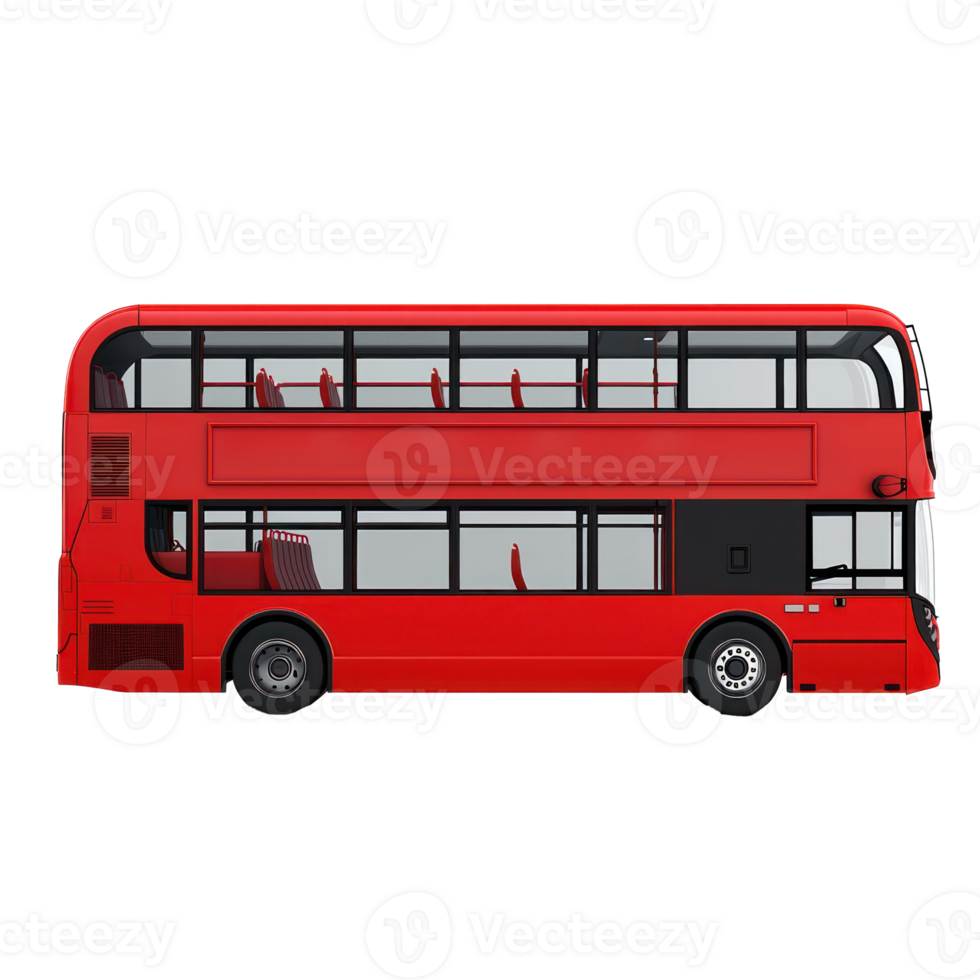 3d Double-Decker Bus side view isolate on transparency background png