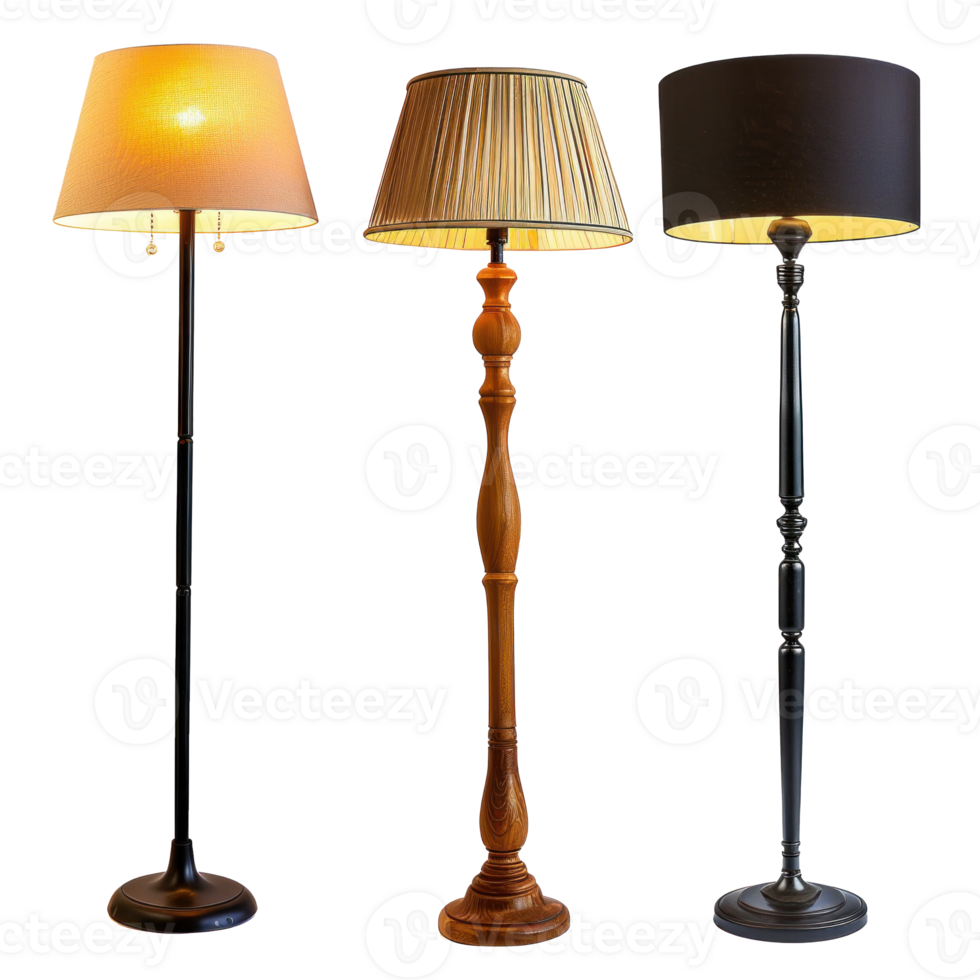 Floor Lamps front view full length isolate on transparency background png