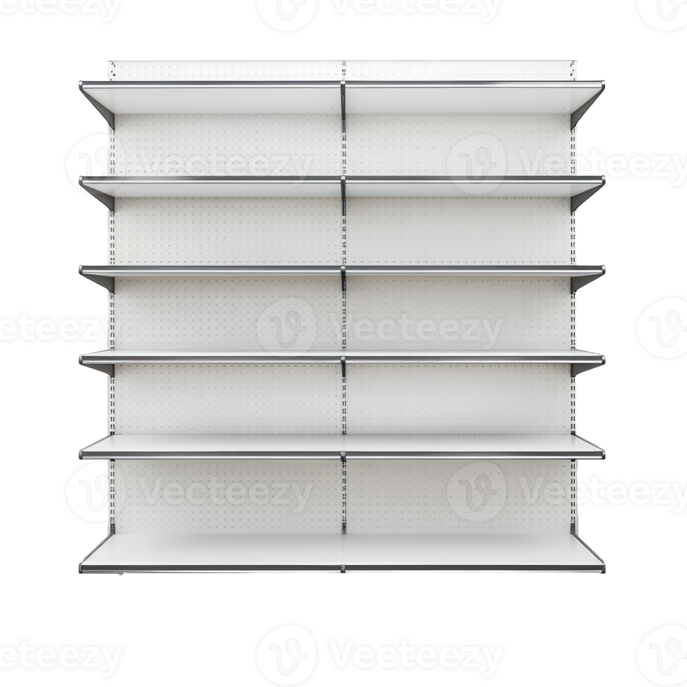 Empty Supermarket shelve front view isolate on transparency background png