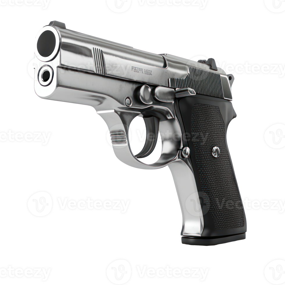 3D Handgun front view isolate on transparency background png