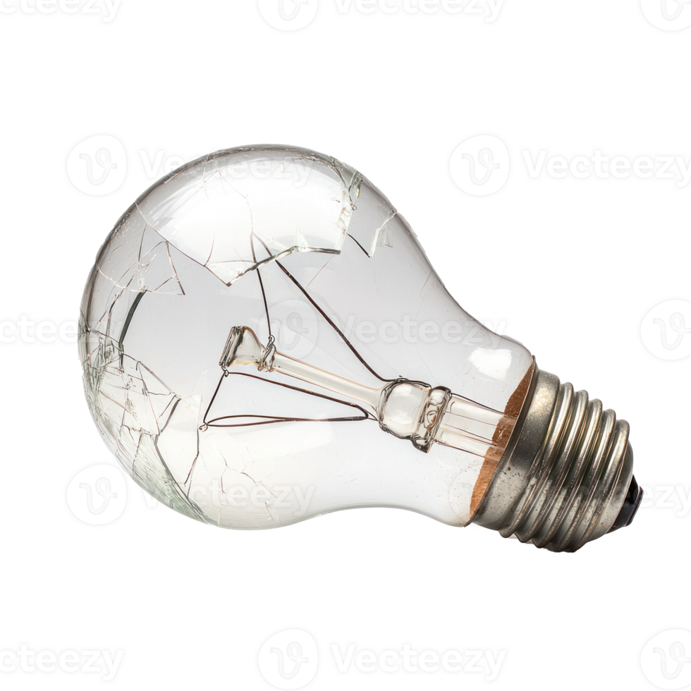 broken light bulb side view isolate on transparency background png