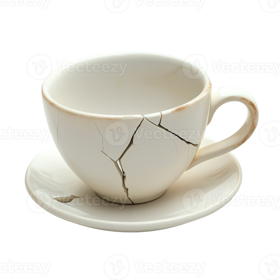 Broken White Cup front view isolate on transparency background png