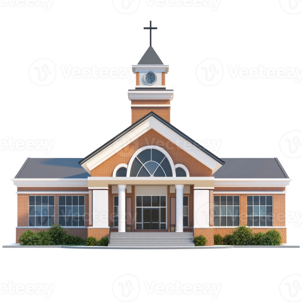 3D Community Center building front view isolate on transparency background png