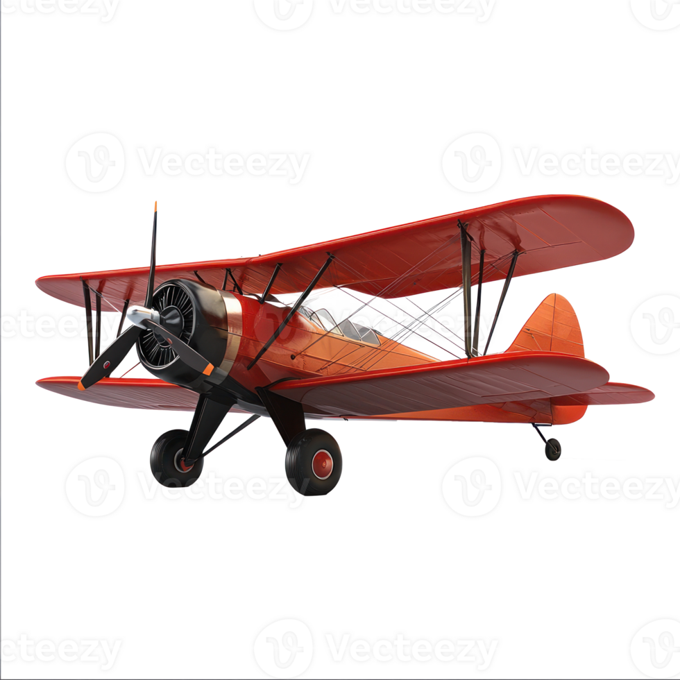 3D Biplane side view isolate on transparency background png