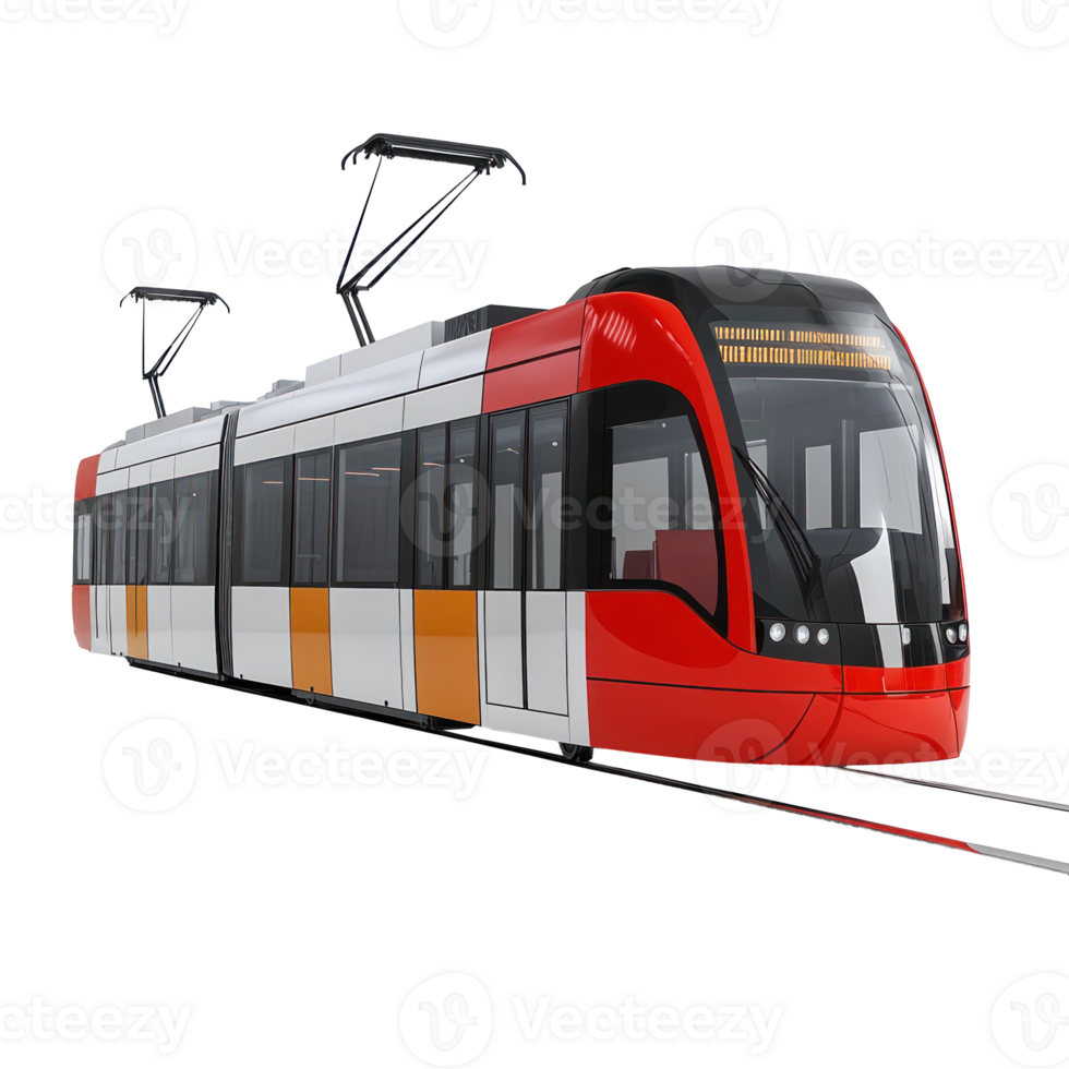 3D Trams Streetcars side view isolate on transparency background png