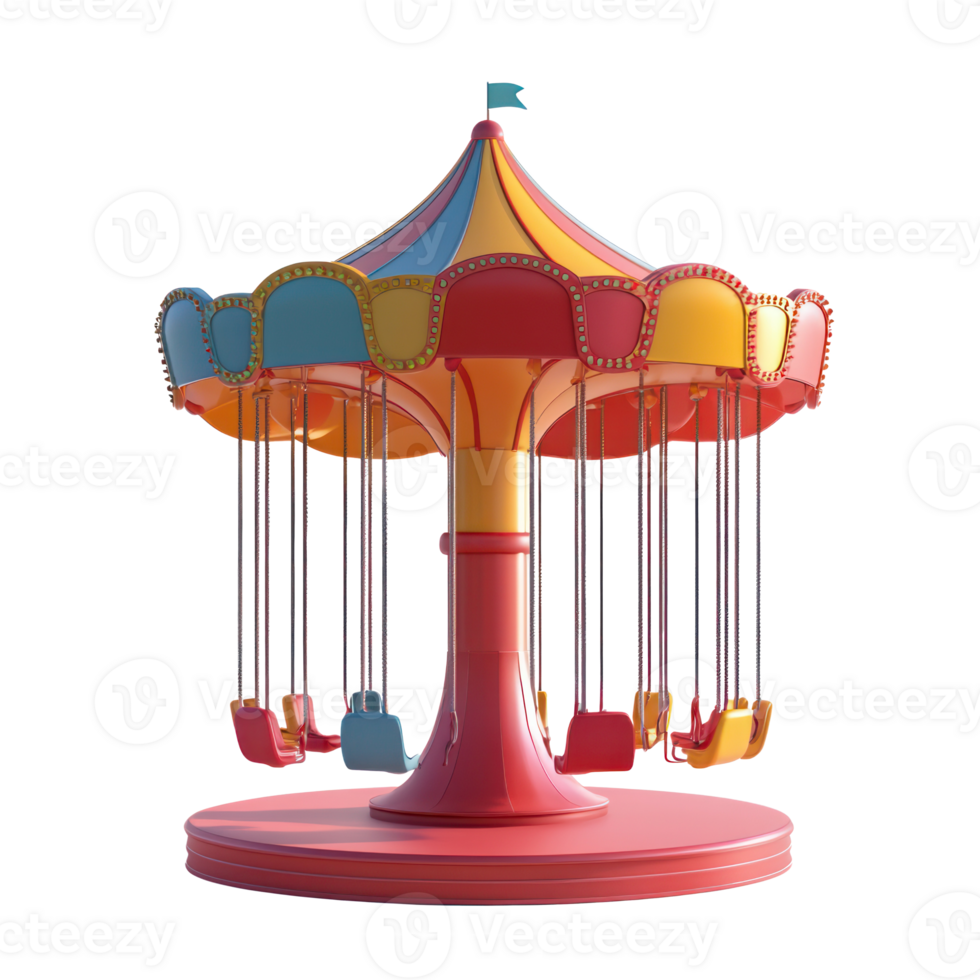 3d Spinning Merry-Go-Round playground front view isolate on transparency background png
