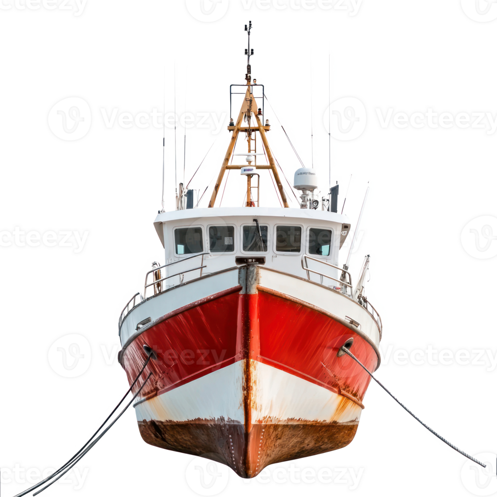 Trawler boat front view isolate on transparency background png