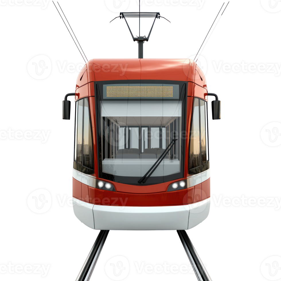 3D Trams Streetcars front view isolate on transparency background png