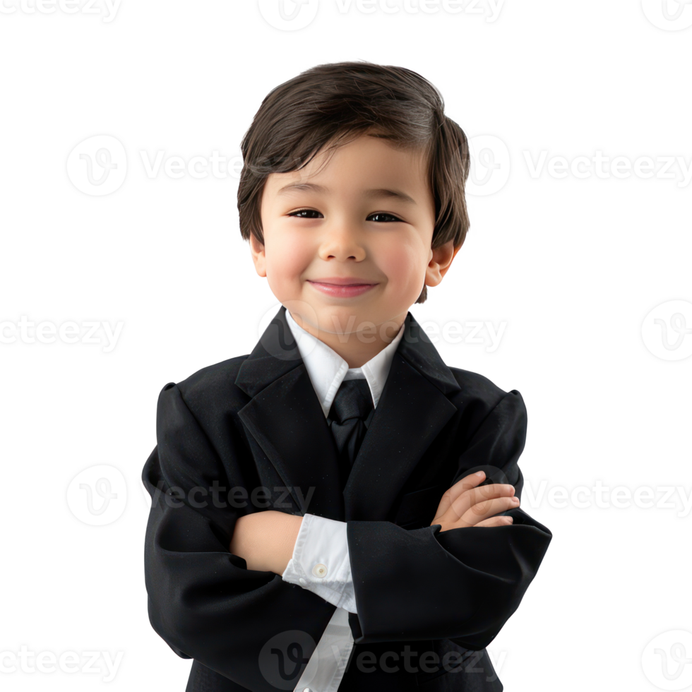 Smiling little boy wearing lawyer uniform standing isolate on transparency background png