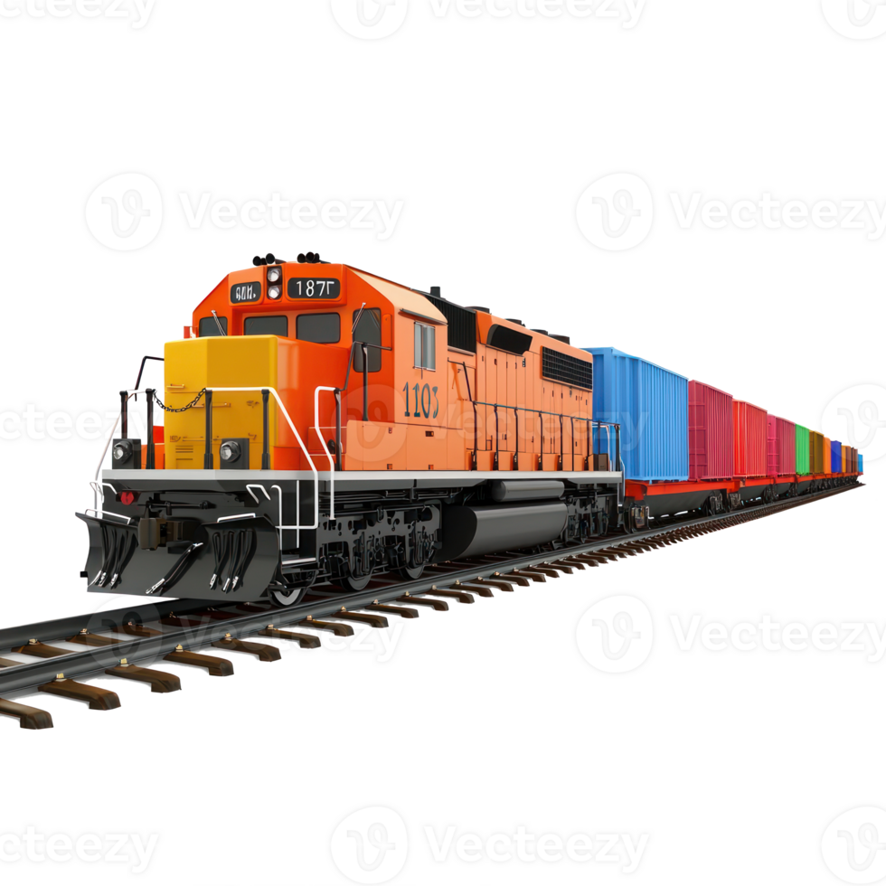 3D Freight Trains side view isolate on transparency background png