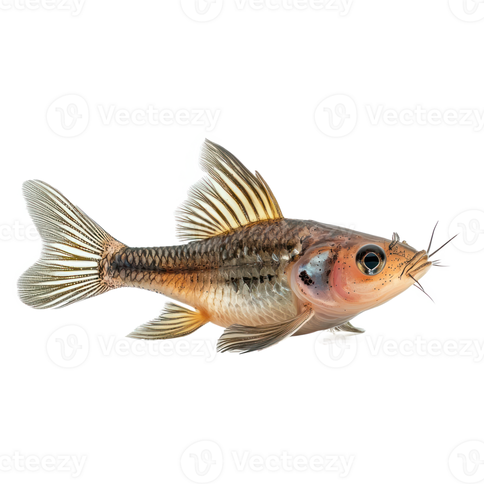 Corydoras Catfish side view isolate on transparency background png
