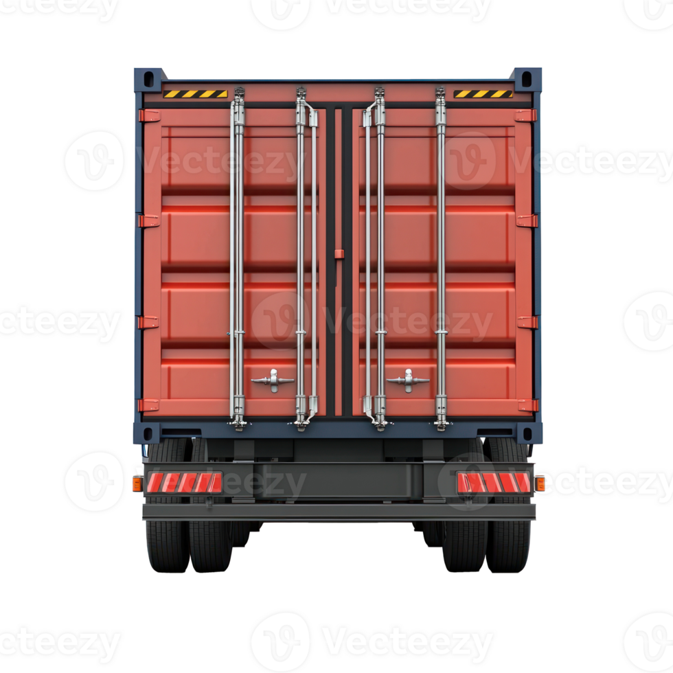 3D Container Truck rear view isolate on transparency background png