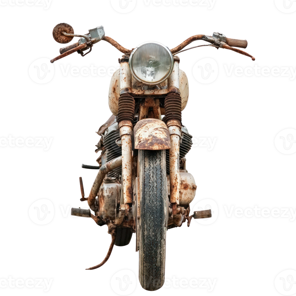 Broken motorbike front view isolate on transparency background png