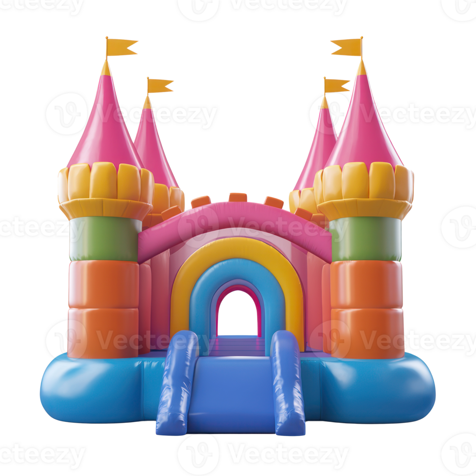 3D Bounce Castles front view isolate on transparency background png