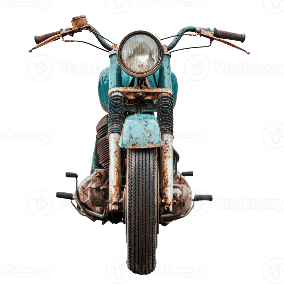 Broken motorbike front view isolate on transparency background png