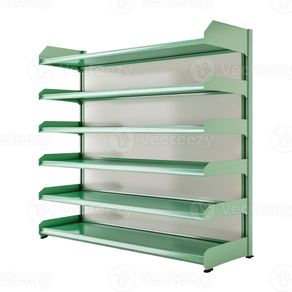 Empty Supermarket shelve side view isolate on transparency background png