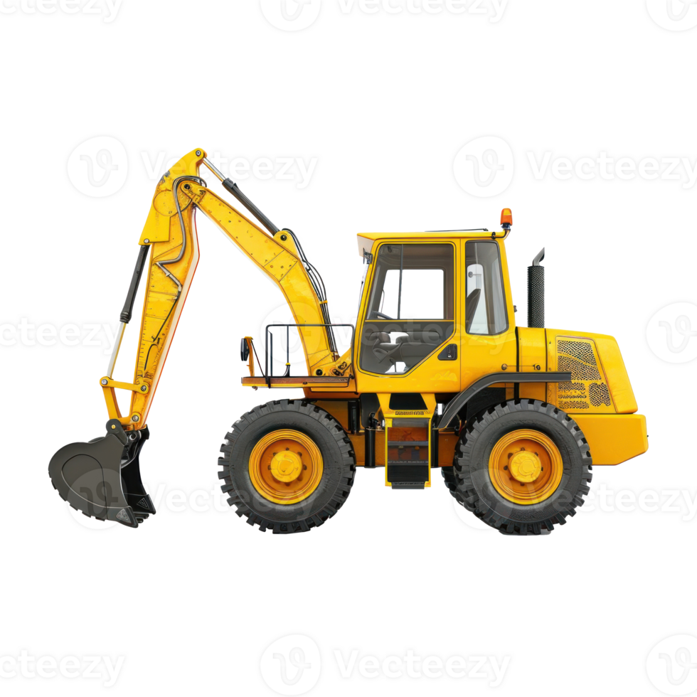 Backhoe Loader Truck side view full length isolate on transparency background png