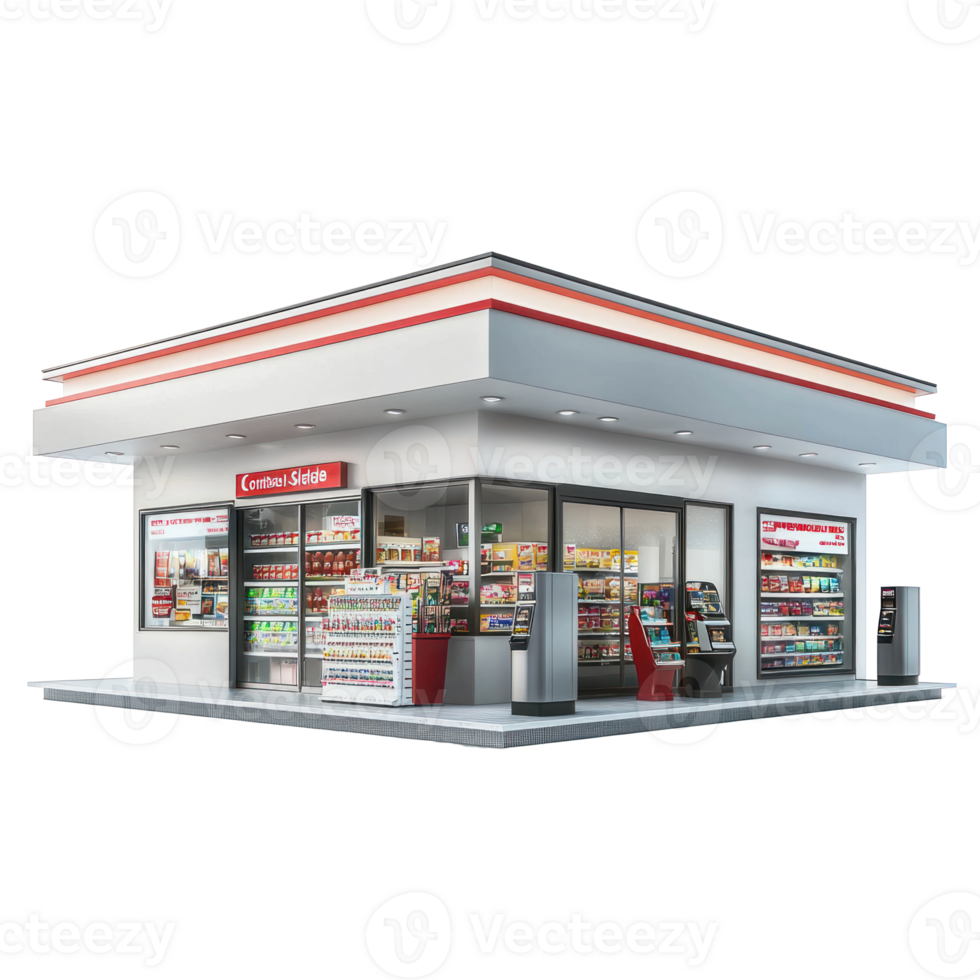 3D Convenience Store front view isolate on transparency background png