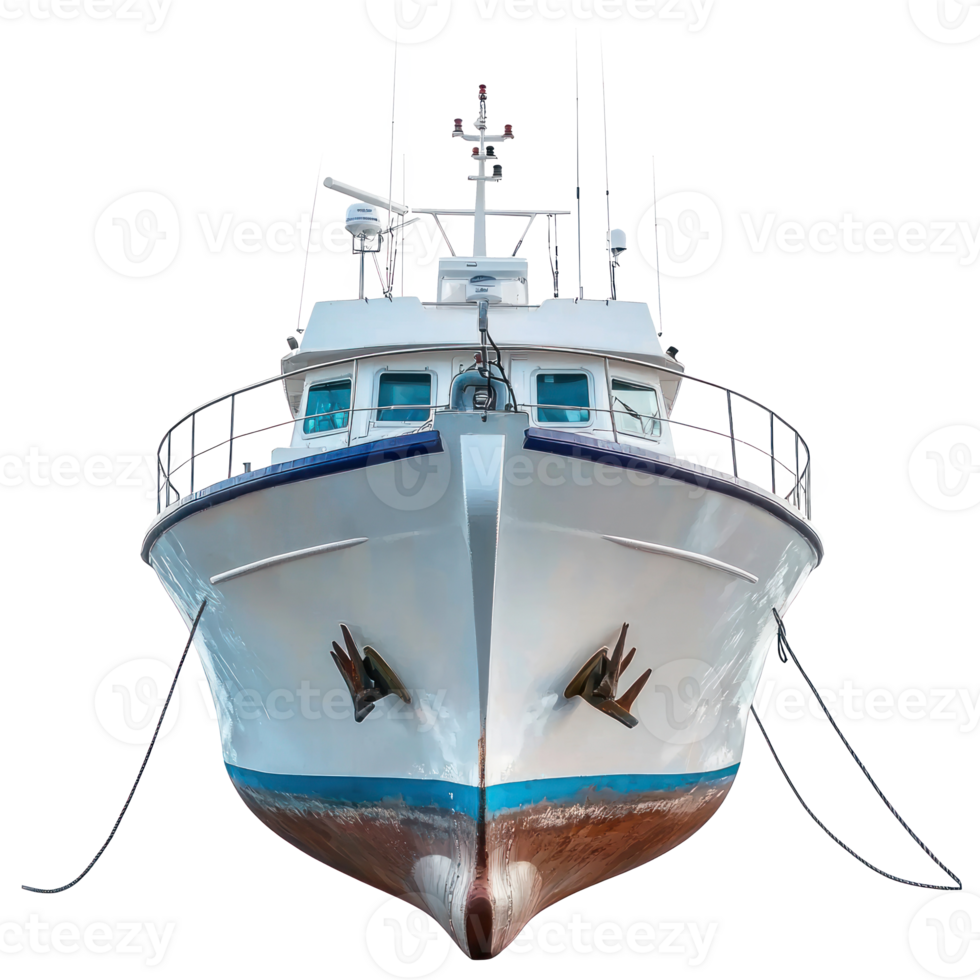 Trawler boat front view isolate on transparency background png