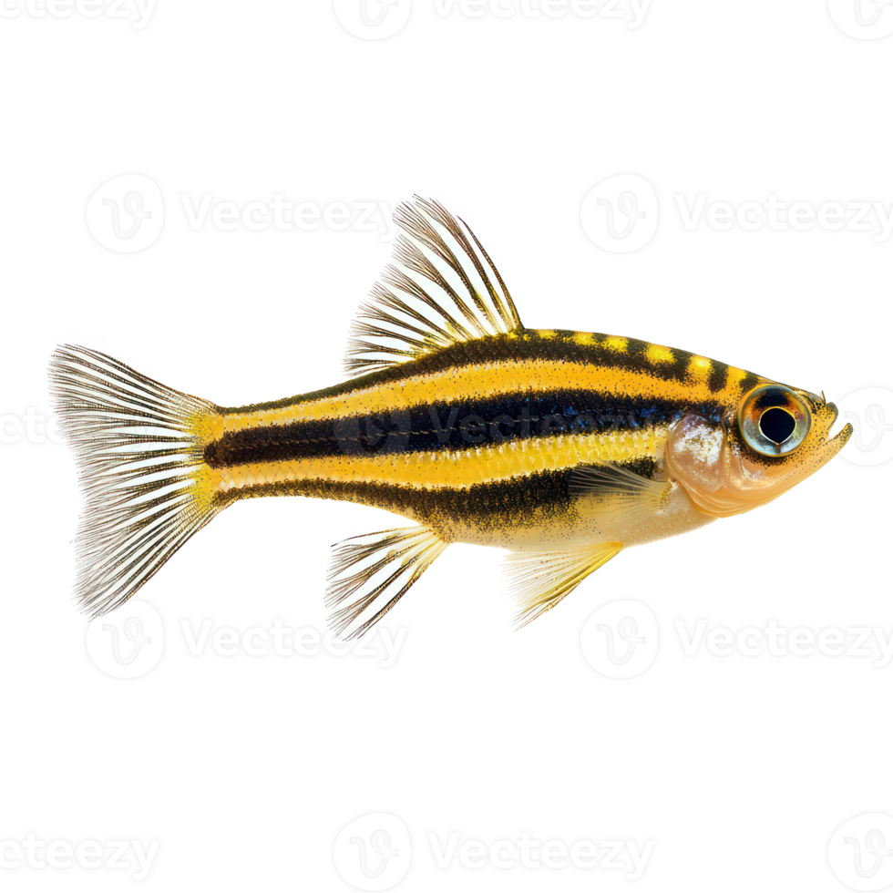 Zebra Danios fish front view isolate on transparency background png