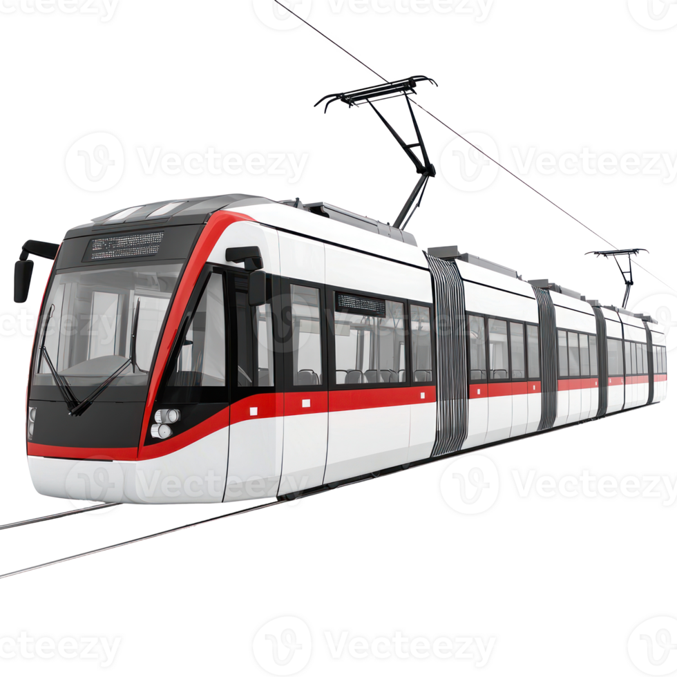 3D Trams Streetcars side view isolate on transparency background png