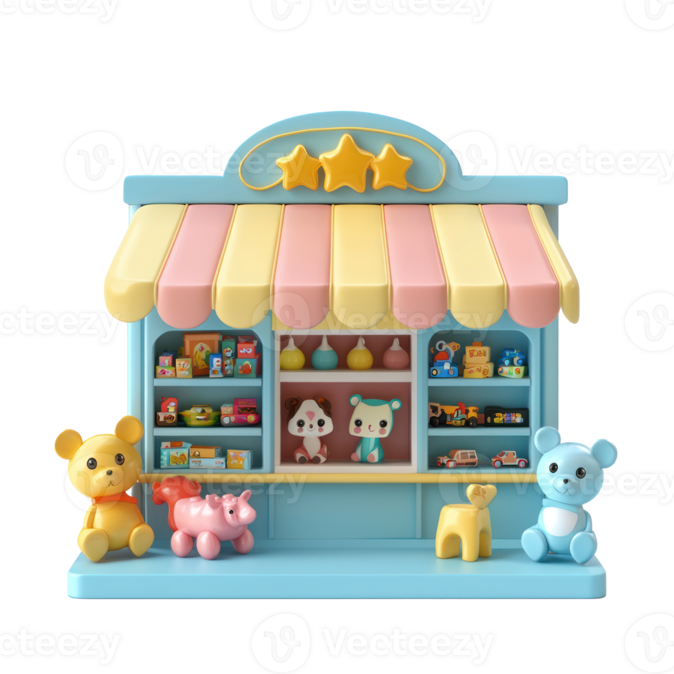 3D Toy Store front view isolate on transparency background png