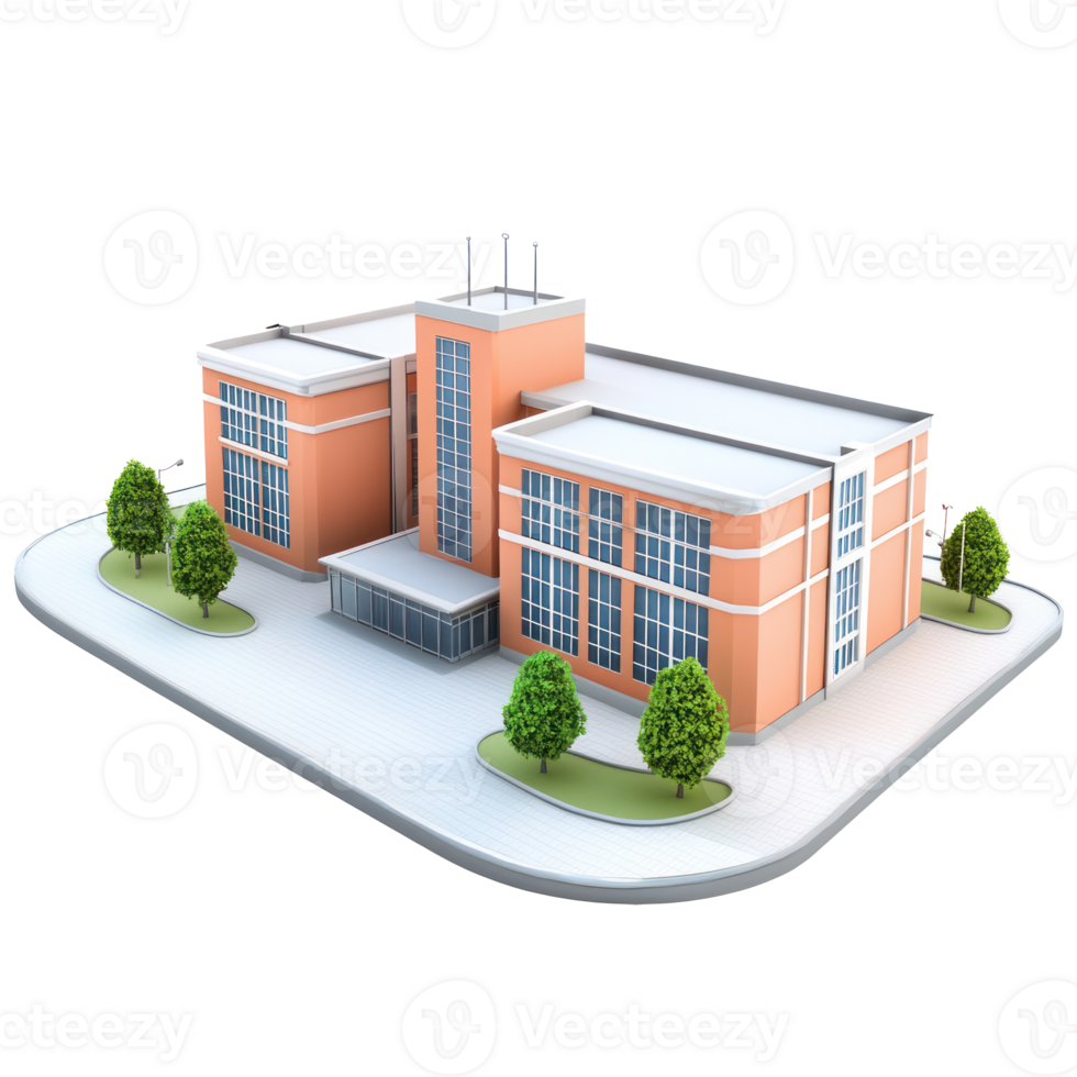 3D Gymnasium building isolate on transparency background png