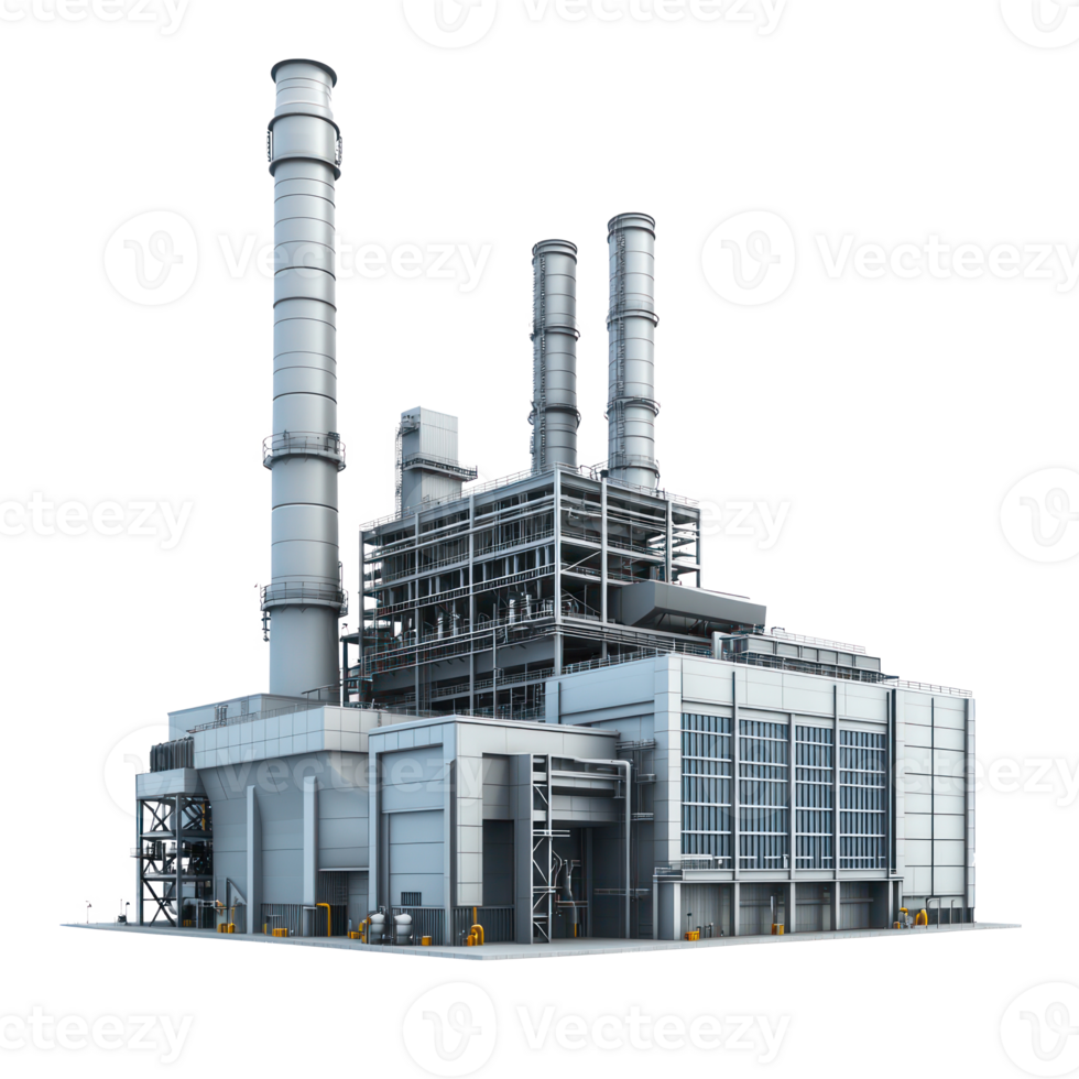 3D Power Plant front view isolate on transparency background png
