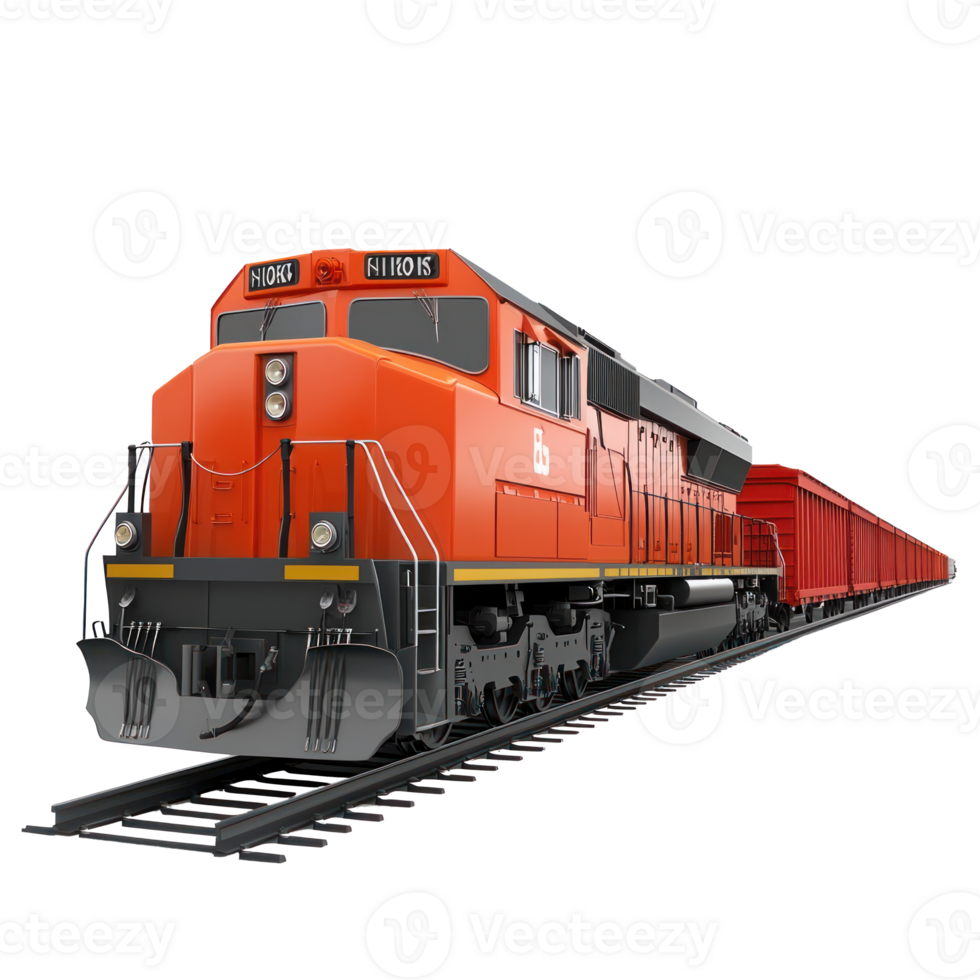 3D Freight Train isolate on transparency background png