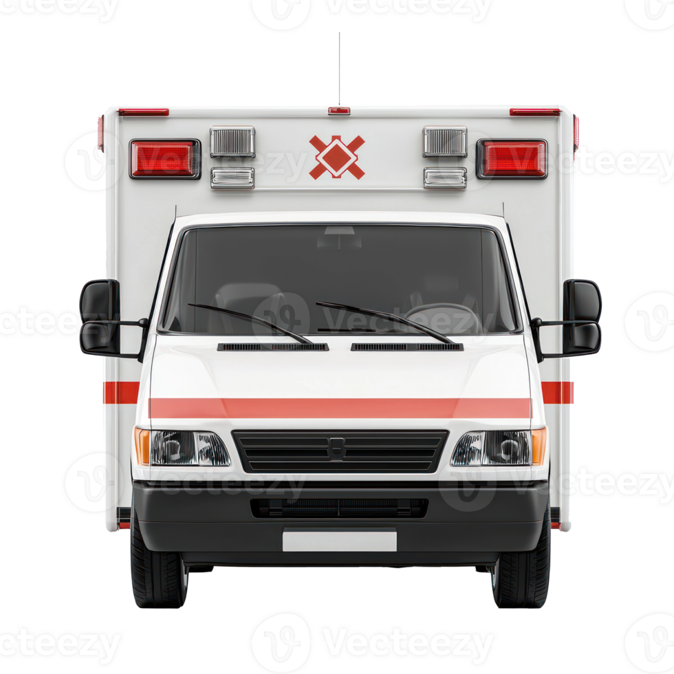 3d Emergency Ambulance front view isolate on transparency background png