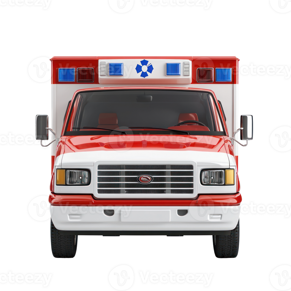3d Emergency Ambulance front view isolate on transparency background png