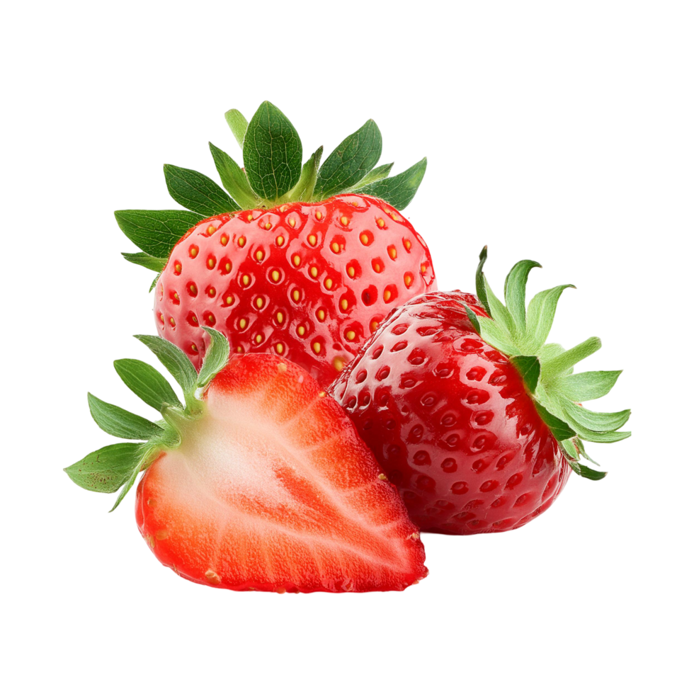 Strawberry with slice on transparent background png
