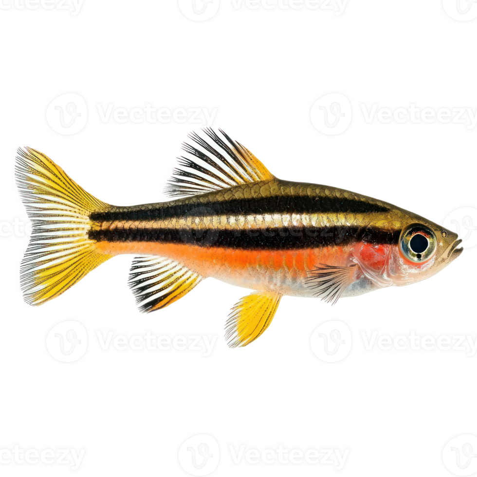 Zebra Danios fish side view isolate on transparency background png