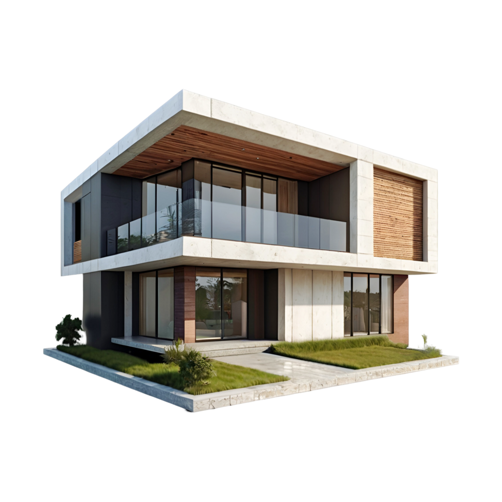 Cute realistic modern house on transparent background png