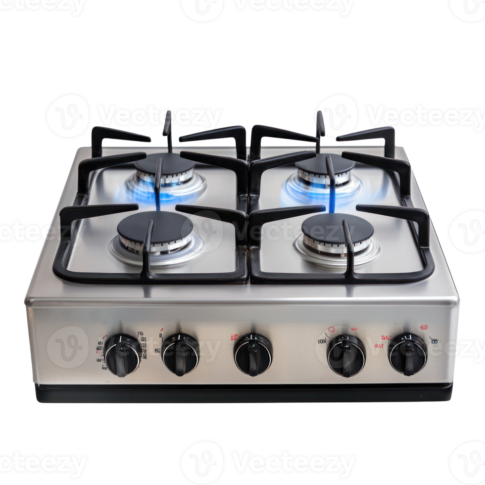Gas cooker front view isolate on transparency background png
