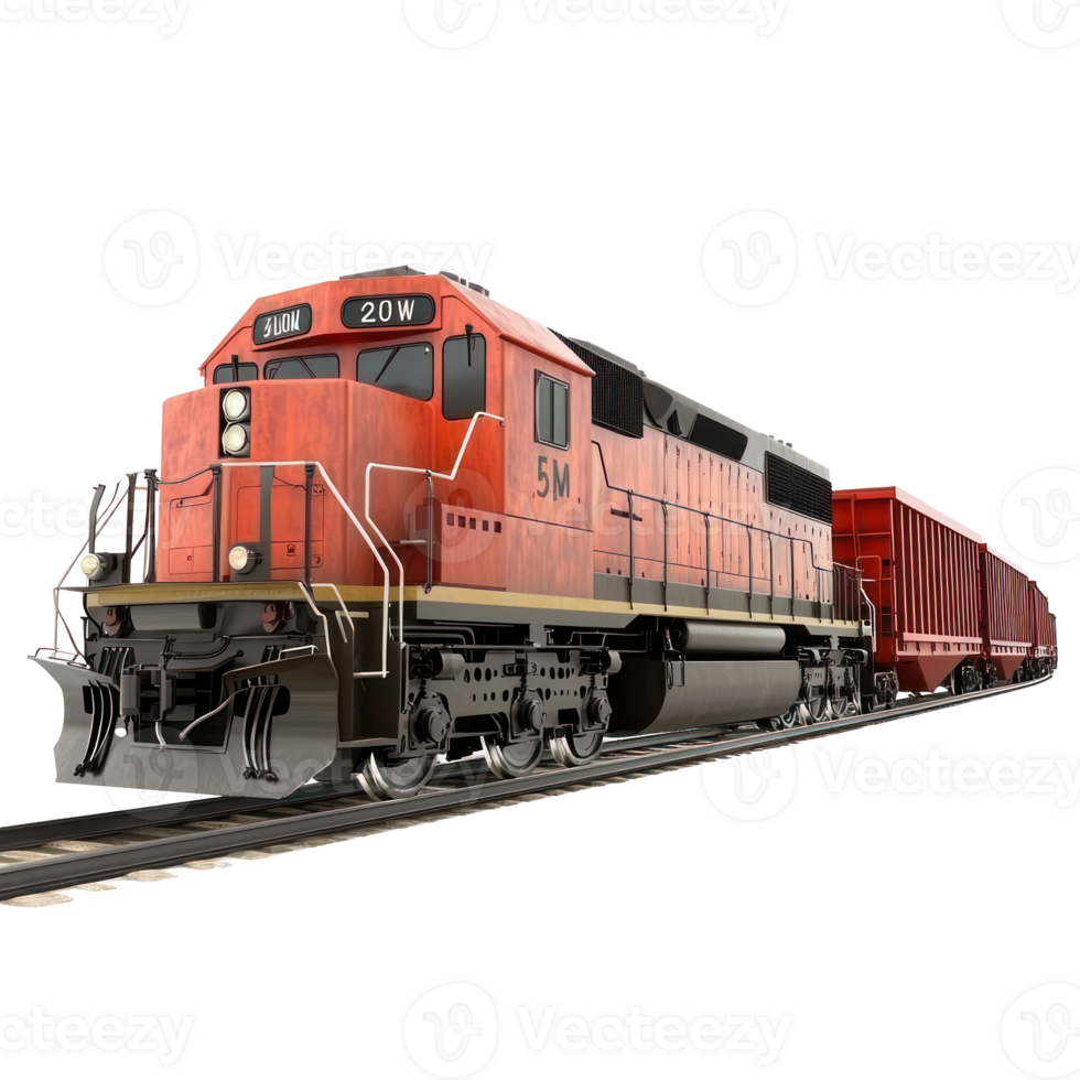 3D Freight Trains side view isolate on transparency background png