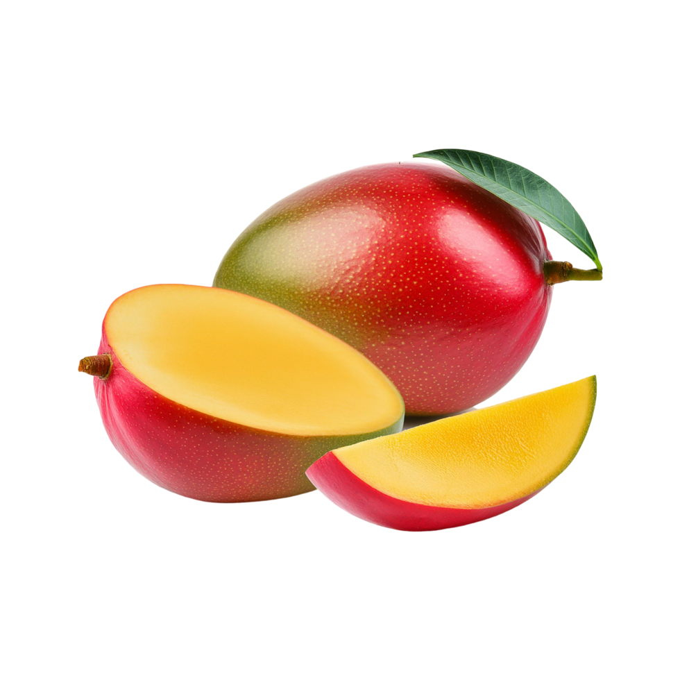 Ripe mango with slice on transparent background png