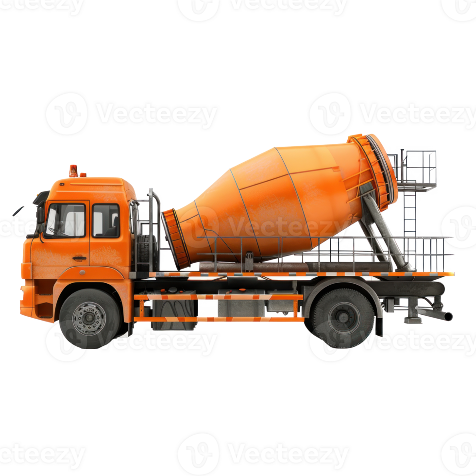 Cement Mixer Truck side view full length isolate on transparency background png