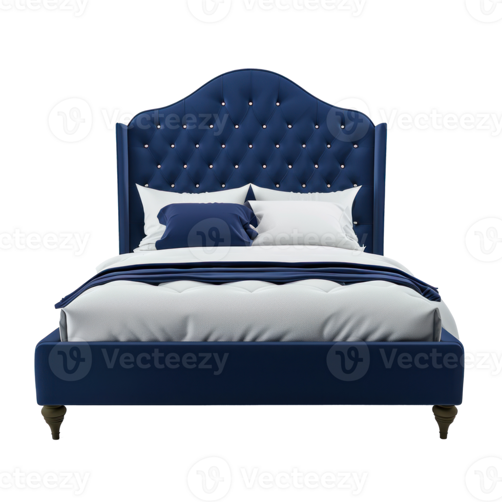 Upholstered Bed front view full length isolate on transparency background png