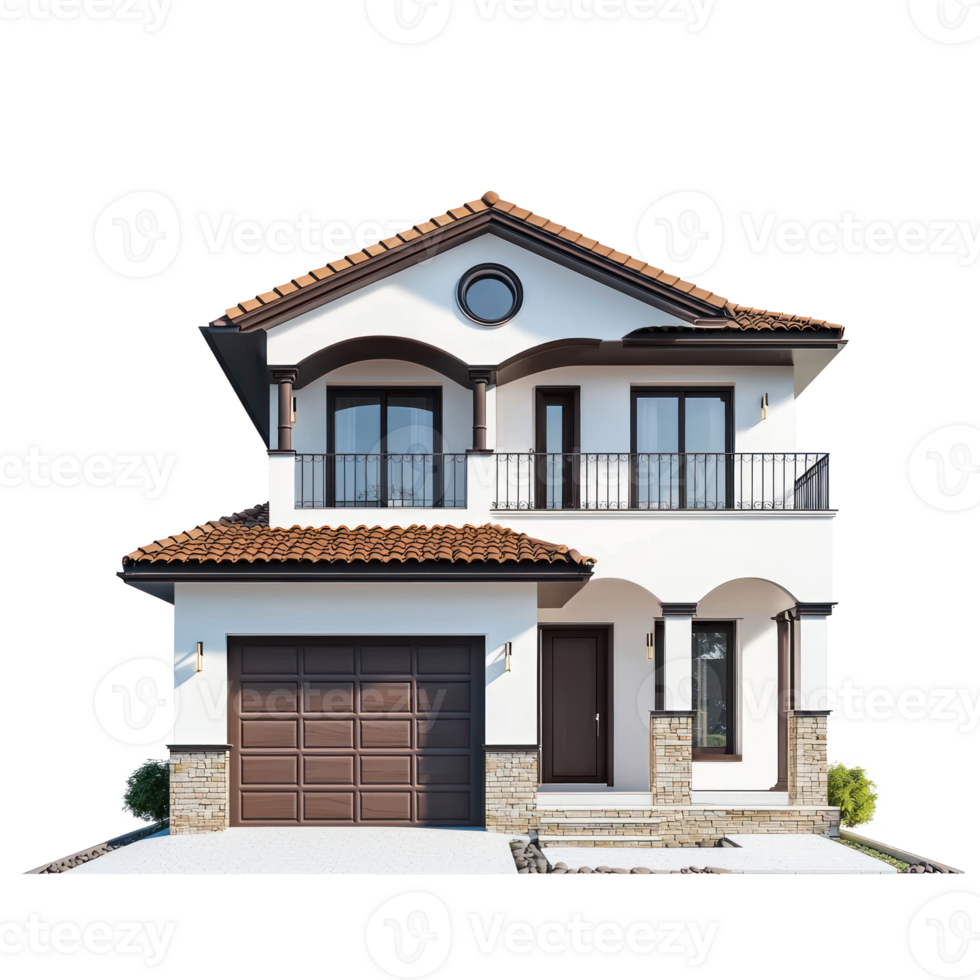 3D Single-Family House front view isolate on transparency background png