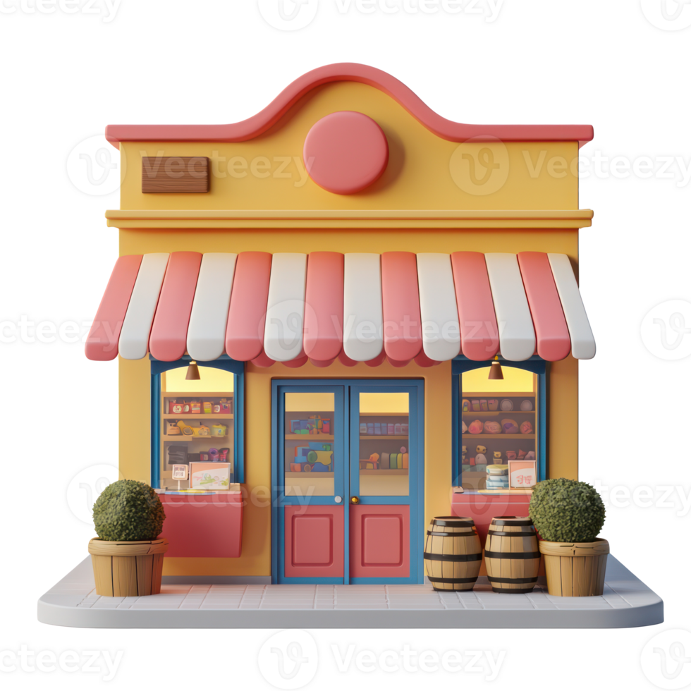 3D Toy Store front view isolate on transparency background png