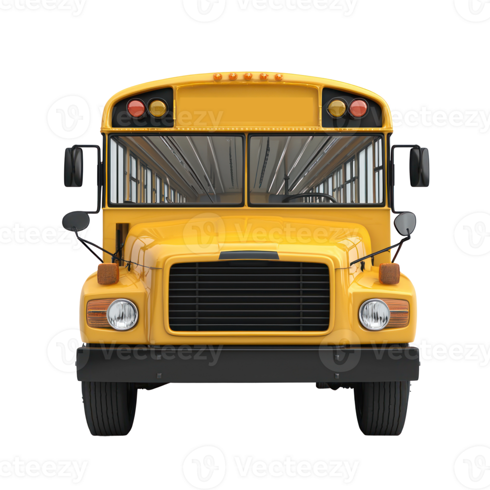 3d School Bus front view isolate on transparency background png