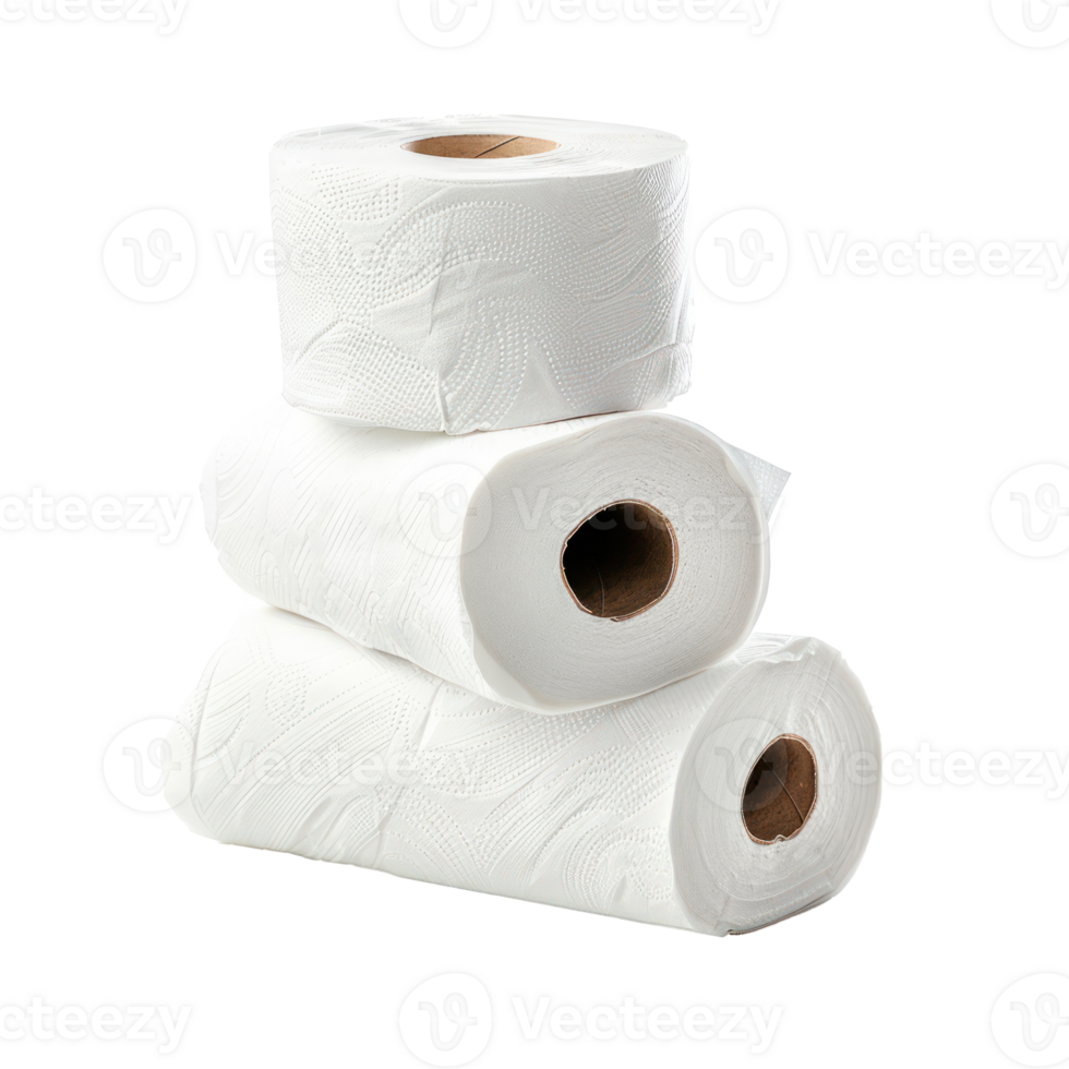 3 stack of Roll of toilet paper isolate on transparency background png