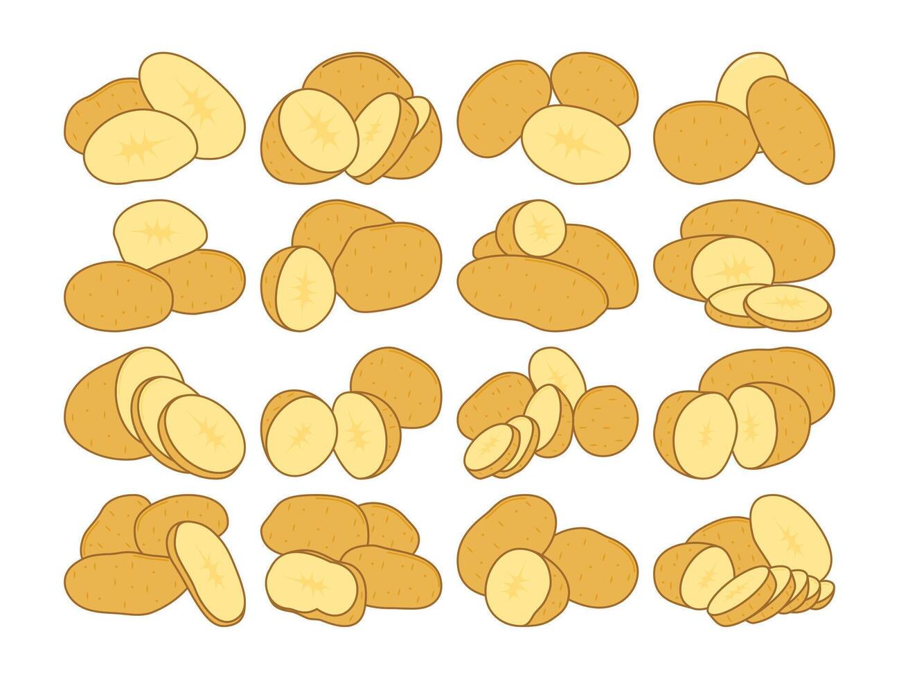 Raw Sliced Potatoes Collection Illustration vector