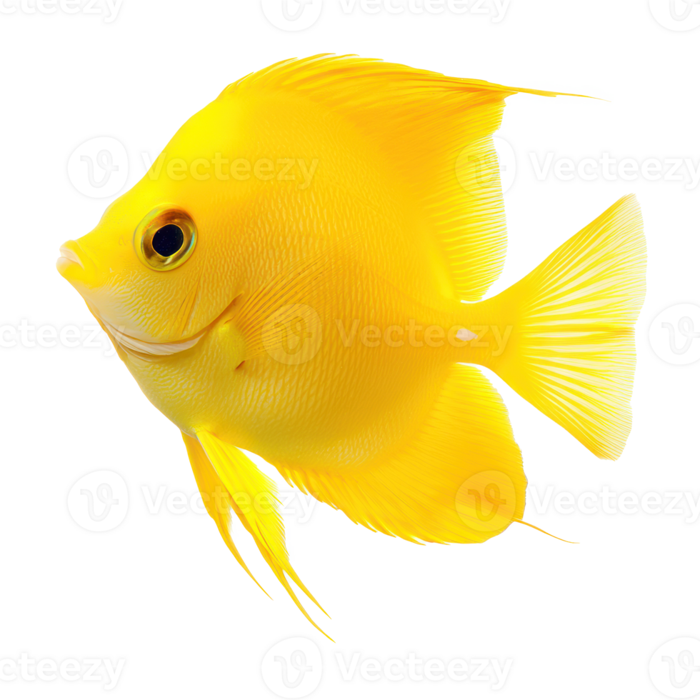 Yellow Tang fish side view isolate on transparency background png