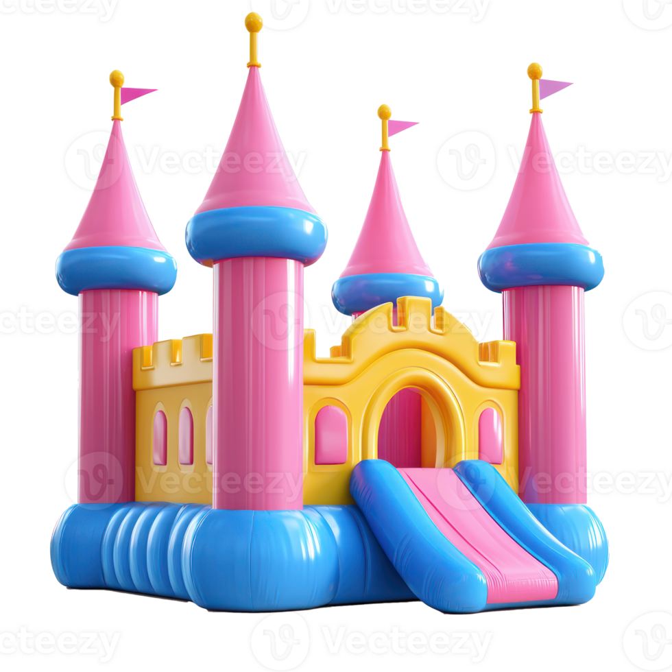 3D Bounce Castles isolate on transparency background png