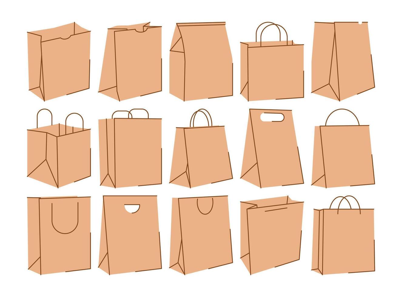 Brown Paper Bag Collection Illustration vector