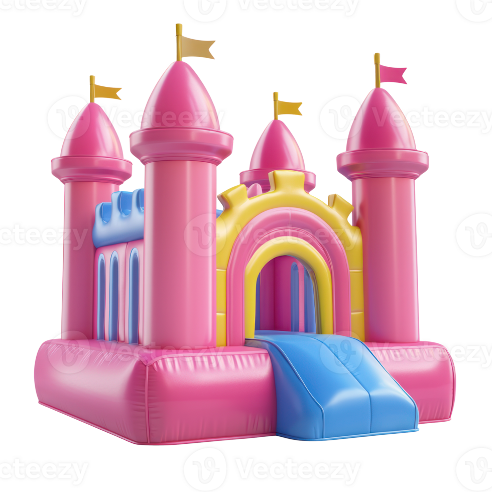 3D Bounce Castles front view isolate on transparency background png