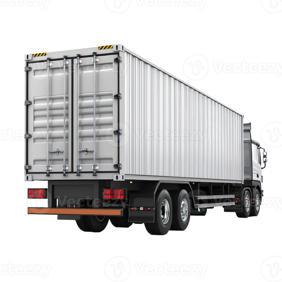 3D Container Truck rear view isolate on transparency background png