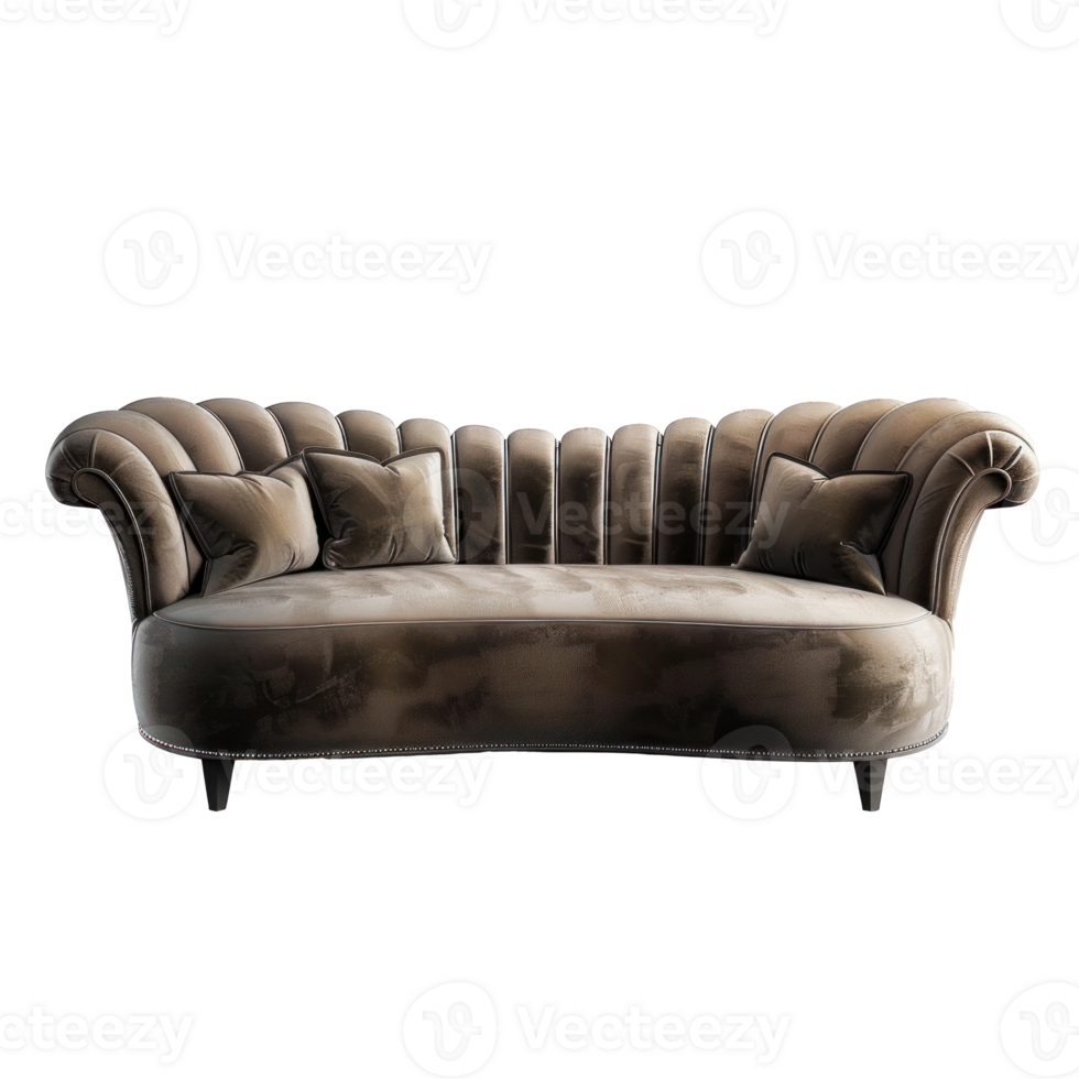 Curved Sofa front view full length isolate on transparency background png